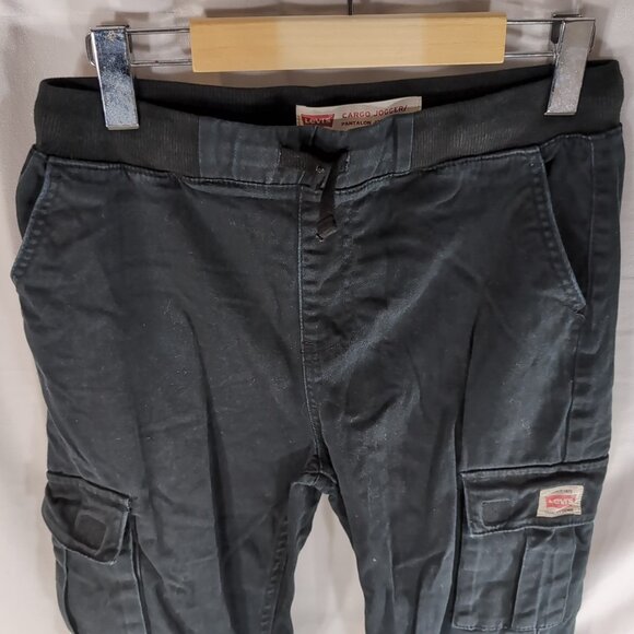 Levi's Cargo Joggers Black Youth Kids XL Extra Large Pants Cuffed Boys Elastic - Picture 3 of 11